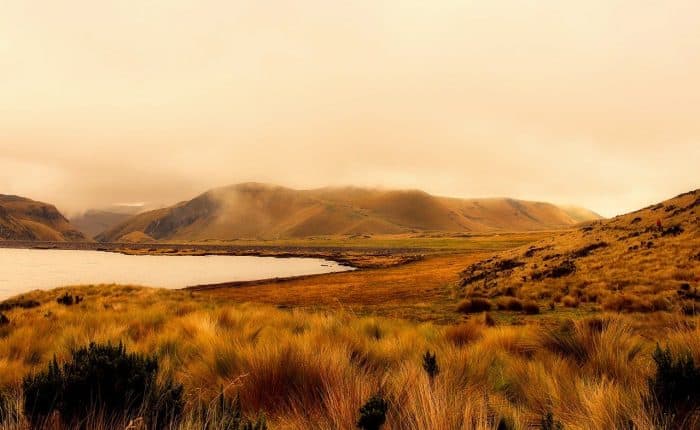 Beautiful landscape view of low mountains