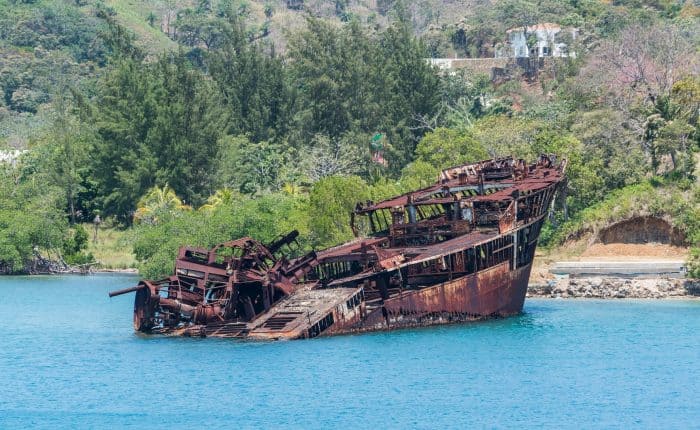 shipwreck in the water