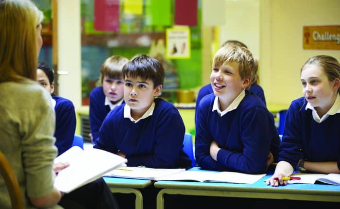 Teacher with active students