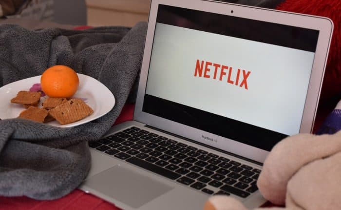 Laptop with Netflix on it