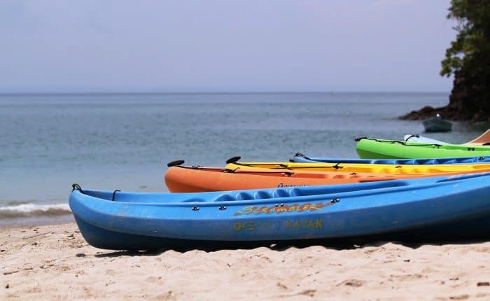 Colorful Kayaks on the beach in Costa Rica