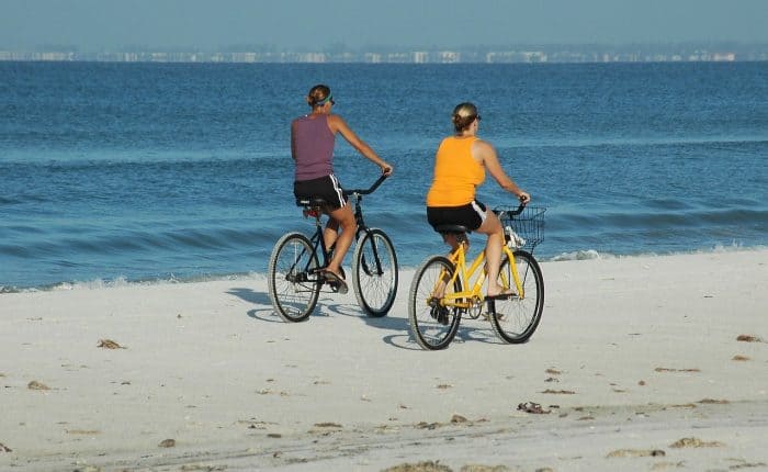 Bike riding on beach