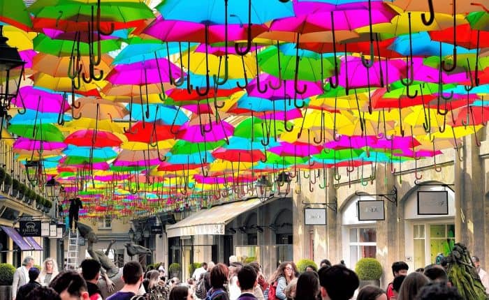Colorful umbrellas in France