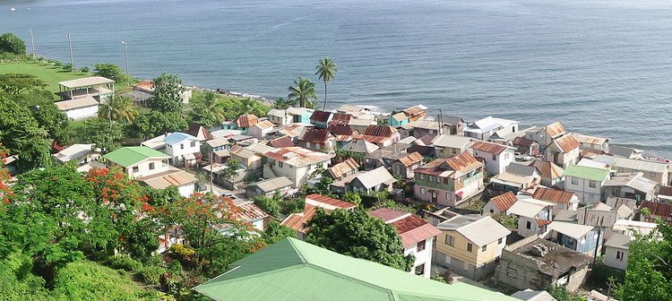 looking down on houses at the beach