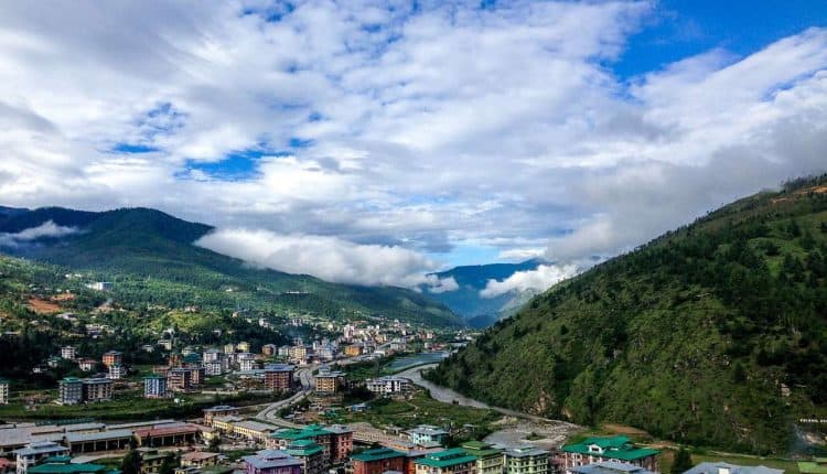 city in Bhutan on the mountain side