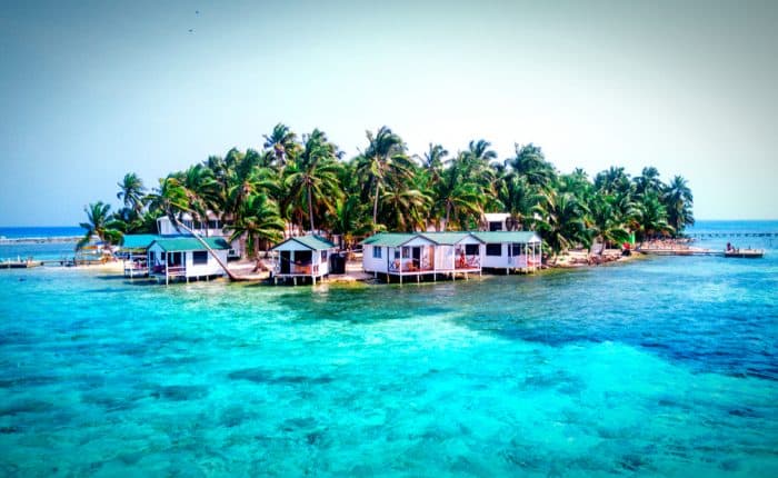 Belize with homes on the water