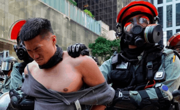 Hong Kong Man Being Accosted By Police Thugs