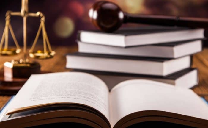 law books and a gavel on a desk