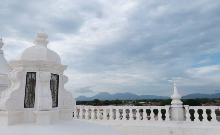 Cathedral overlooking the mountains in Leon Nicaragua