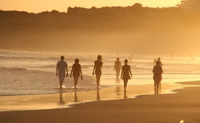 People walking on the beach in Portgual