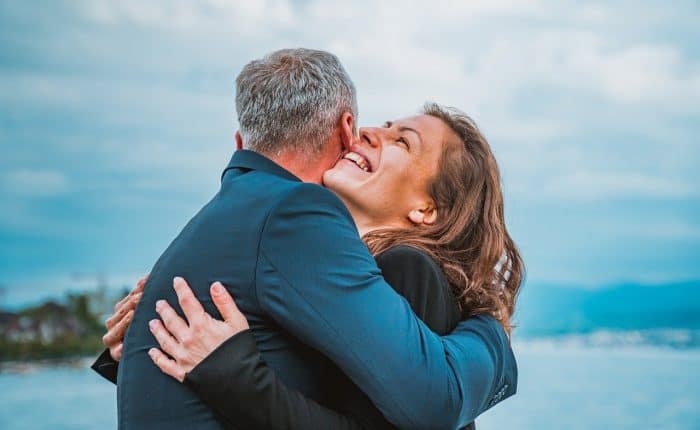 Man and woman hugging
