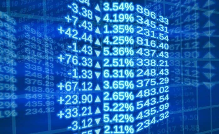 percentages on a blue screen