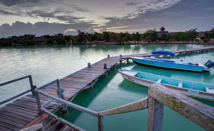 docks on the water in Belize