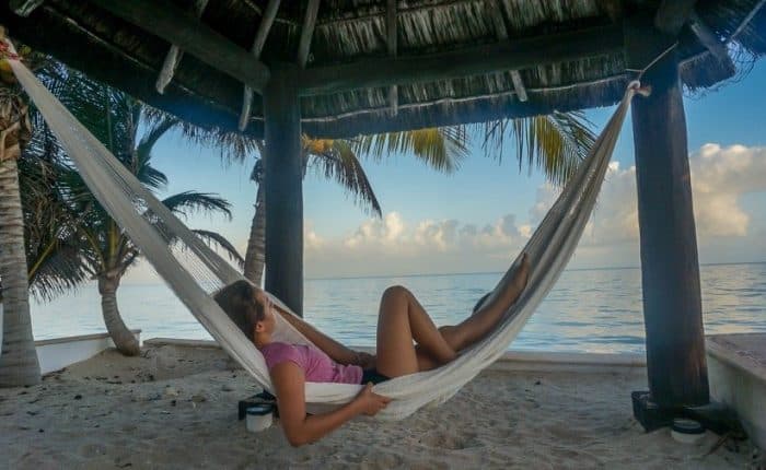 laying in a cot in Mexico
