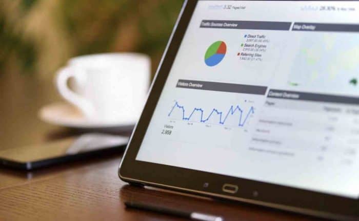 tablet screen showing sales statistics