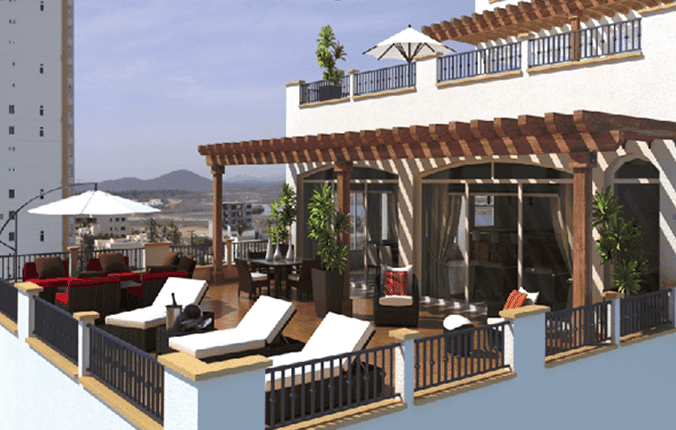 deck of a house with lounge chairs