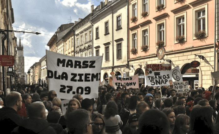 Protesters in Krakow, Poland